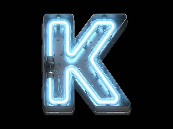 Metallic Lettertype Met Blauwe Neon Lampjes — Stockfoto