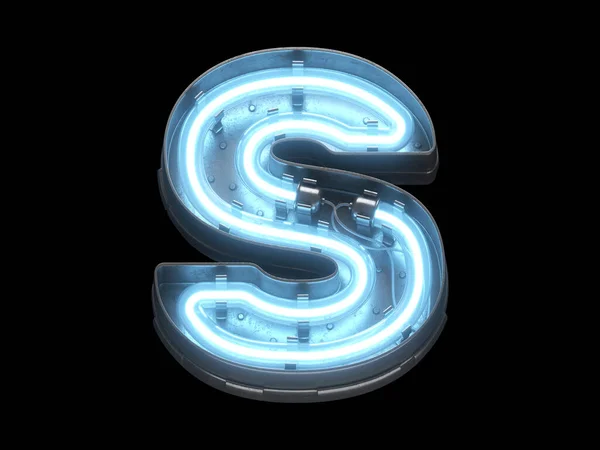 Metallic Font Blue Neon Lights — Stock Photo, Image