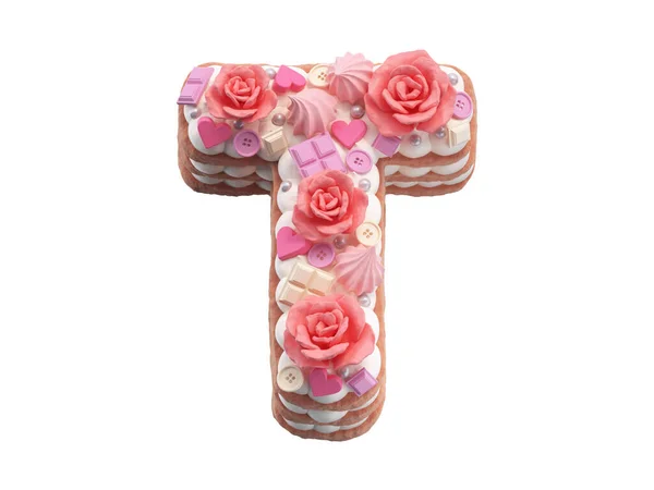 Cake Roses Font — Stock Photo, Image