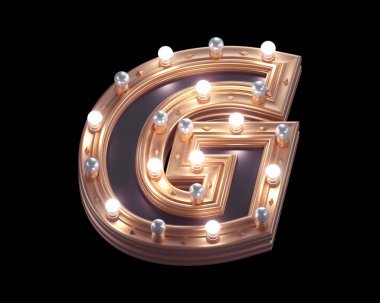 Altın renkli lamba ışığı yazı tipi. 