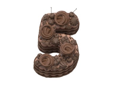 Çikolatalı kek yazı tipi. 3d oluşturma