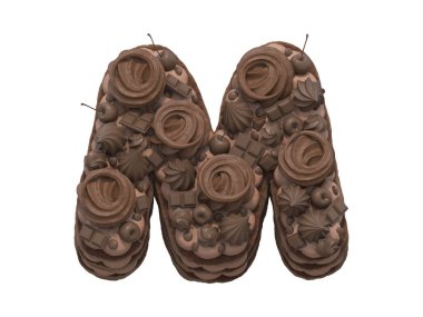 Çikolatalı kek yazı tipi. 3d oluşturma