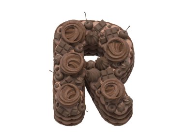 Çikolatalı kek yazı tipi. 3d oluşturma