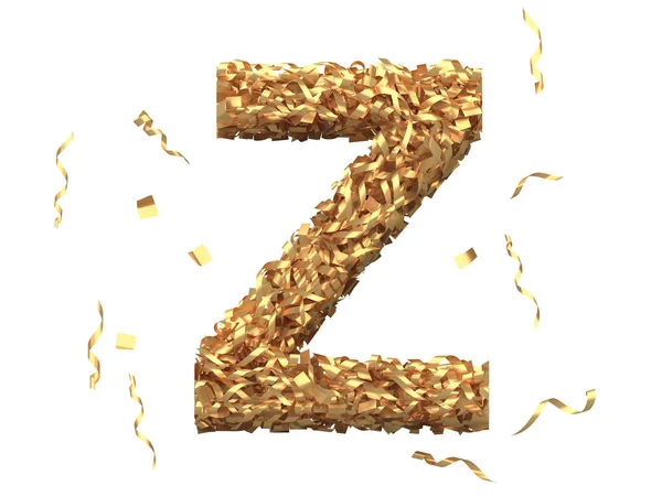 Altın konfeti yazı tipi. 3d oluşturma.