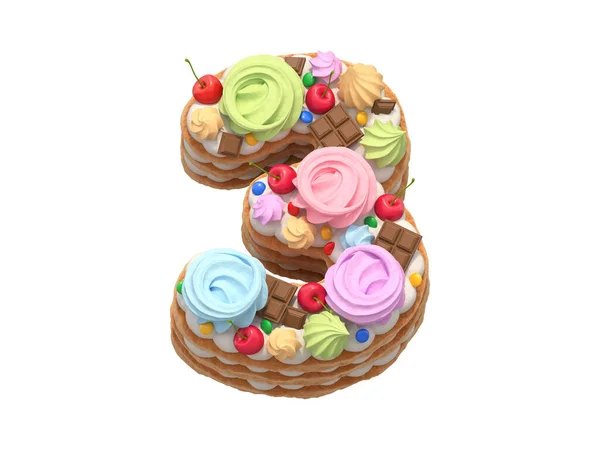 用五彩缤纷的糖霜和樱桃色的蛋糕 — 图库照片