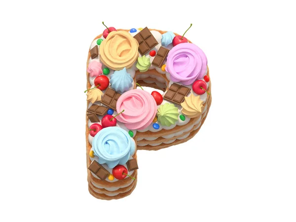 Cake Colorful Meringues Cherries Font — Stock Photo, Image