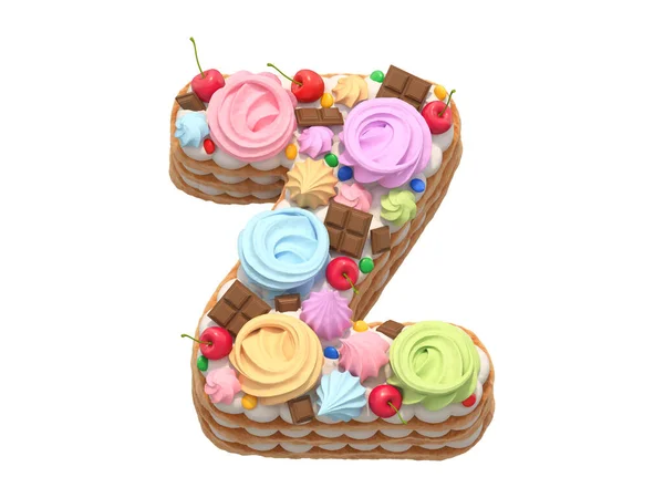 Tårta Med Färgglada Maränger Och Körsbär Typsnitt — Stockfoto
