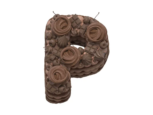チョコレートケーキフォント 3Dレンダリング — ストック写真
