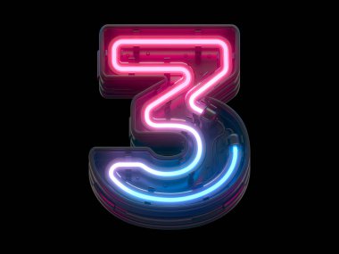 Ultraviyole neon yazı tipi. 3d oluşturma
