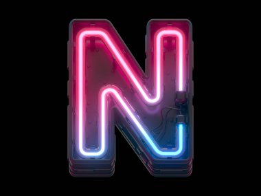 Ultraviyole neon yazı tipi. 3d oluşturma