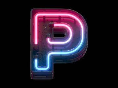 Ultraviyole neon yazı tipi. 3d oluşturma