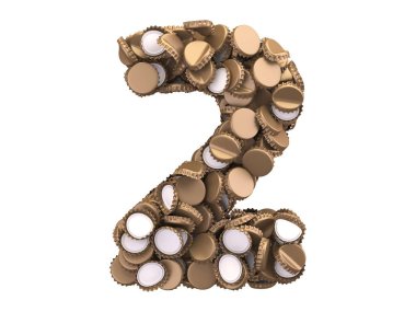 Şişe kapağı yazı tipi. 3d oluşturma.