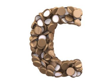 Şişe kapağı yazı tipi. 3d oluşturma.