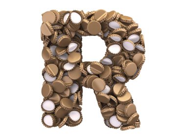 Şişe kapağı yazı tipi. 3d oluşturma.