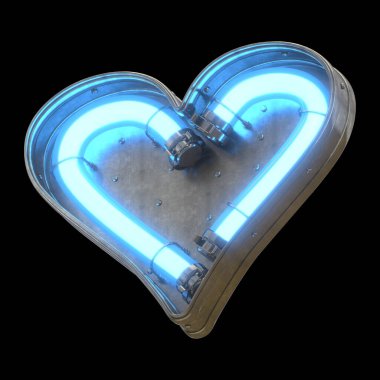 Mavi neon ışıklı metalik fütüristik yazı tipi.