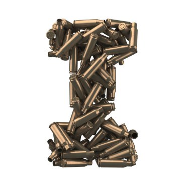 Mermi kabuğu yazı tipi. 3d oluşturma.