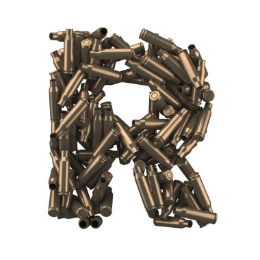 Mermi kabuğu yazı tipi. 3d oluşturma.