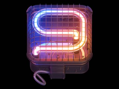 Cyberpunk Neon yazı tipi. 3d oluşturma