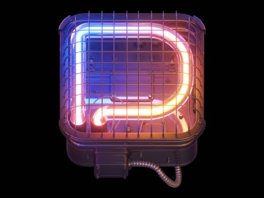 Cyberpunk Neon yazı tipi. 3d oluşturma