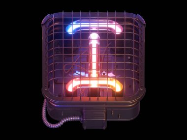 Cyberpunk Neon yazı tipi. 3d oluşturma