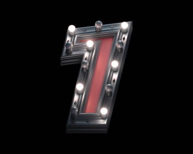 Siyah ve kırmızı metal lamba ışık yazı tipi. 