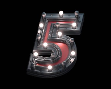 Siyah ve kırmızı metal lamba ışık yazı tipi. 