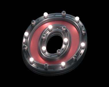 Siyah ve kırmızı metal lamba ışık yazı tipi. 