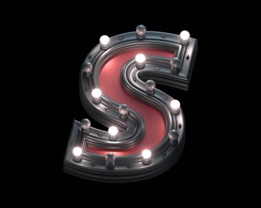 Siyah ve kırmızı metal lamba ışık yazı tipi. 