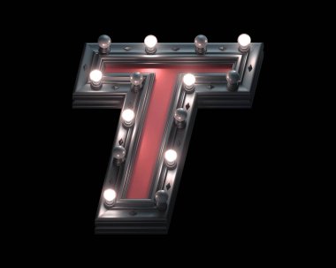 Siyah ve kırmızı metal lamba ışık yazı tipi. 