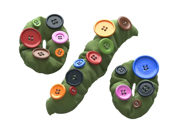 Kumaş Yazı Tipine Dikilmiş Çok Renkli Düğmeler — Stok fotoğraf