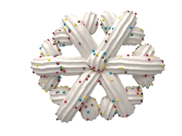 Cream Candy Snowflake Rendering — Stock Photo, Image