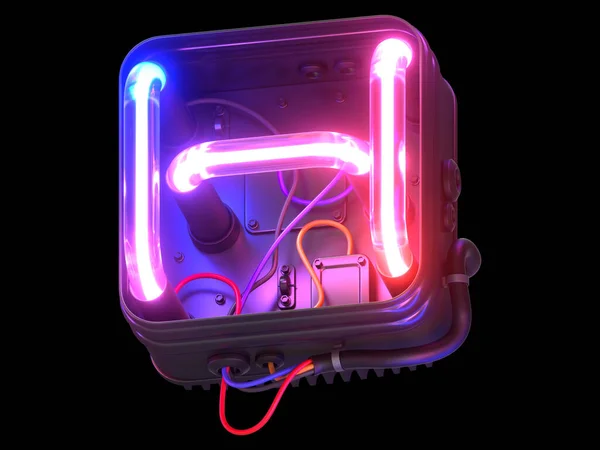 Ultraviolet Neon Fuente Metal Case — Foto de Stock