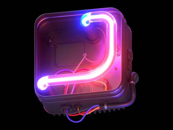 Fonta Ultraviolet Neon Dalam Kasus Logam — Stok Foto