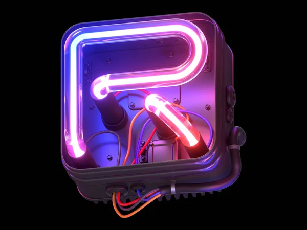 Fonta Ultraviolet Neon Dalam Kasus Logam — Stok Foto