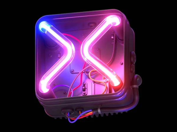 Ultraviolet Neon Fuente Metal Case — Foto de Stock