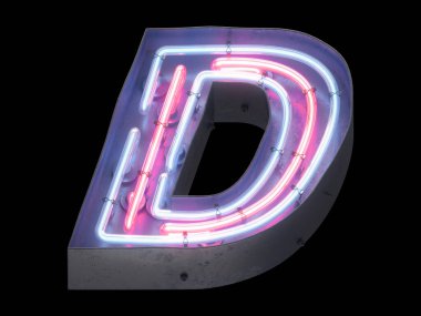 Gece lambası alfabesi. 3d oluşturma.