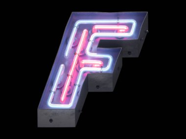 Gece lambası alfabesi. 3d oluşturma.