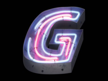 Gece lambası alfabesi. 3d oluşturma.