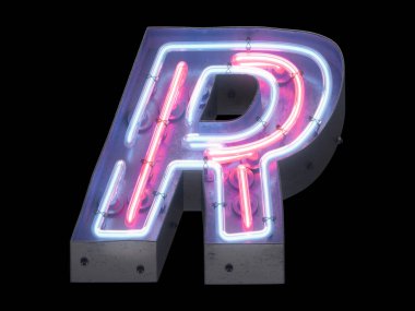 Gece lambası alfabesi. 3d oluşturma.