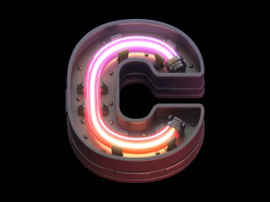 Ultra neon ışıklı gelecek yazı tipi. 