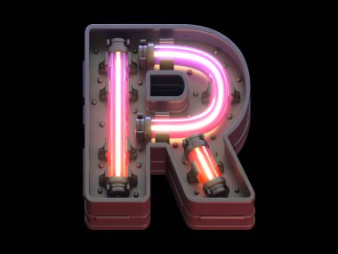 Ultra neon ışıklı gelecek yazı tipi. 