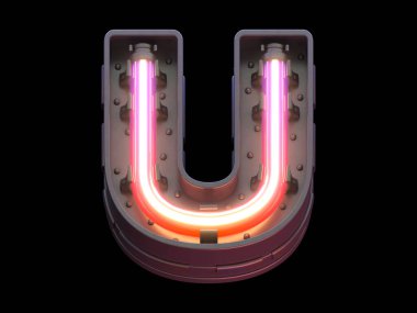 Ultra neon ışıklı gelecek yazı tipi. 