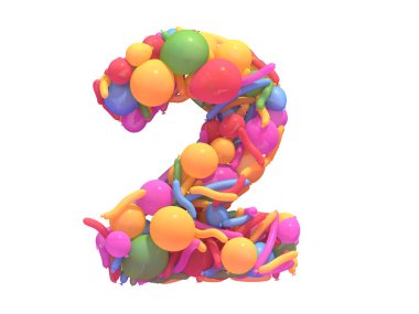 Çok renkli balon yazı tipi. 3d oluşturma.