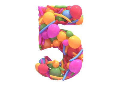 Çok renkli balon yazı tipi. 3d oluşturma.