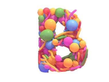 Çok renkli balon yazı tipi. 3d oluşturma.