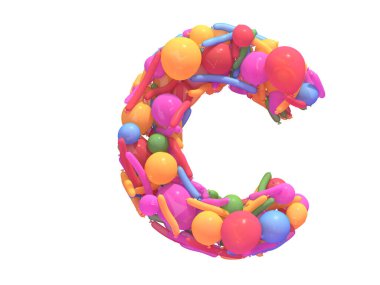 Çok renkli balon yazı tipi. 3d oluşturma.