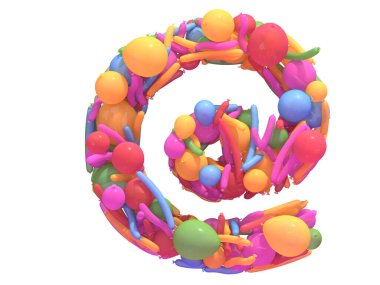 Çok renkli balon yazı tipi. 3d oluşturma.