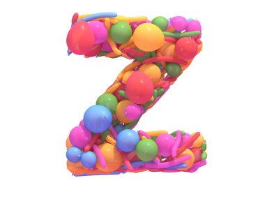 Çok renkli balon yazı tipi. 3d oluşturma.