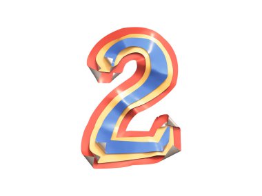 Çıkartma kenarları katlanmış yazı tipi. 3d oluşturma