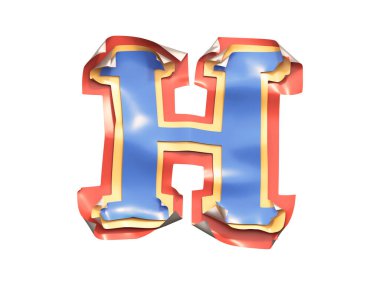 Çıkartma kenarları katlanmış yazı tipi. 3d oluşturma